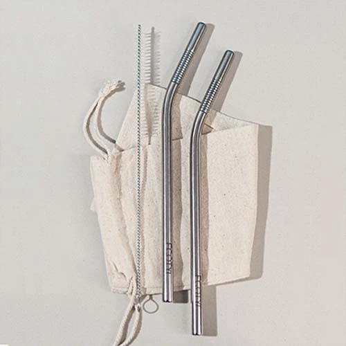 Stainless Steel Straw (8mm)- Set of 2 + Straw Cleaning Brush